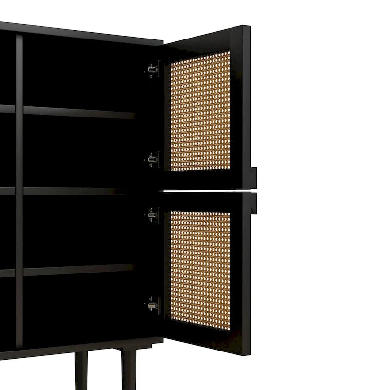 4-Door Rattan Mesh Shoe Storage Cabinet
