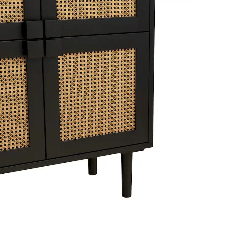 4-Door Rattan Mesh Shoe Storage Cabinet