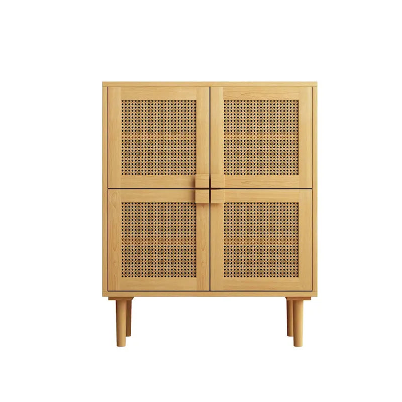 4-Door Rattan Mesh Shoe Storage Cabinet