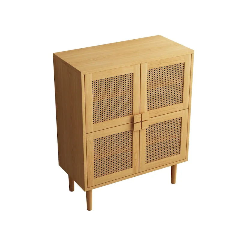 4-Door Rattan Mesh Shoe Storage Cabinet