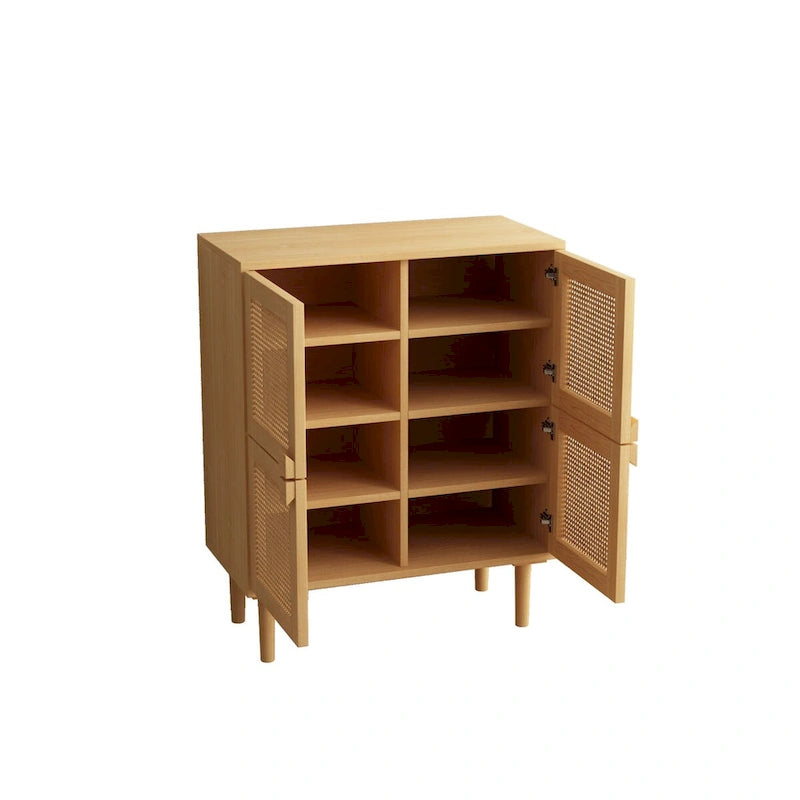 4-Door Rattan Mesh Shoe Storage Cabinet