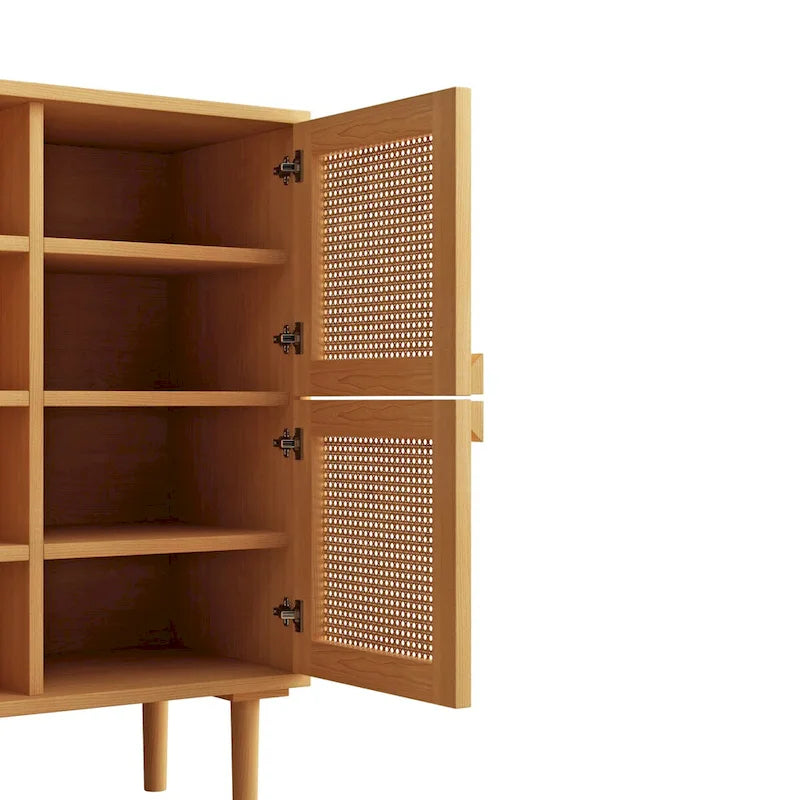 4-Door Rattan Mesh Shoe Storage Cabinet