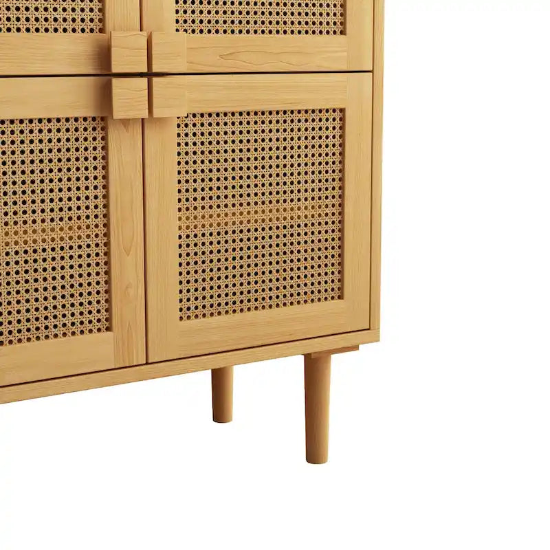 4-Door Rattan Mesh Shoe Storage Cabinet