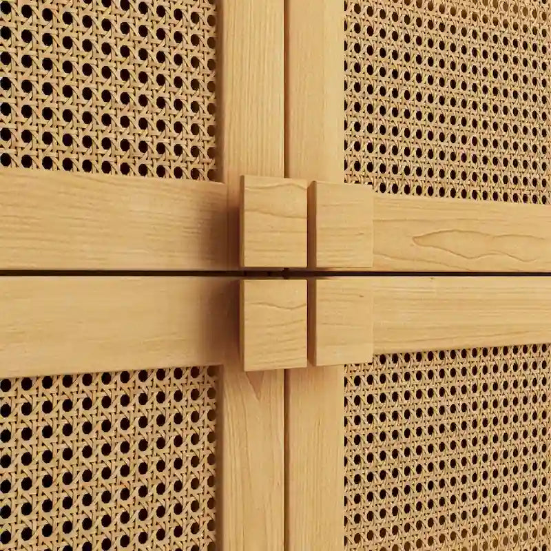 4-Door Rattan Mesh Shoe Storage Cabinet