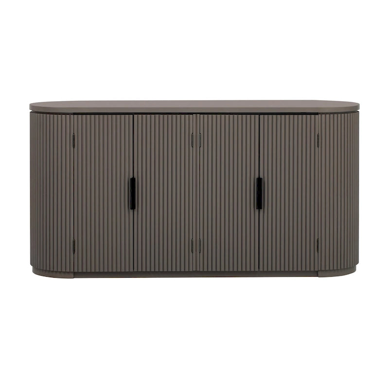 Vertical Striped Door Storage Cabinet with Metal Handles