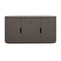 Vertical Striped Door Storage Cabinet with Metal Handles