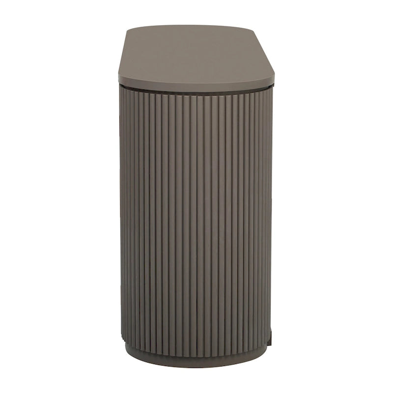 Vertical Striped Door Storage Cabinet with Metal Handles