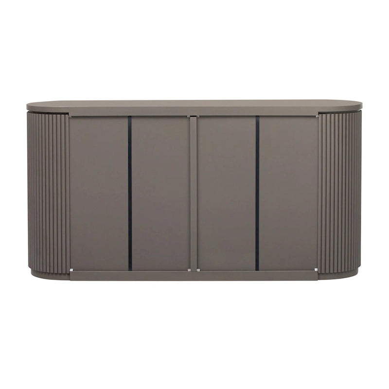 Vertical Striped Door Storage Cabinet with Metal Handles