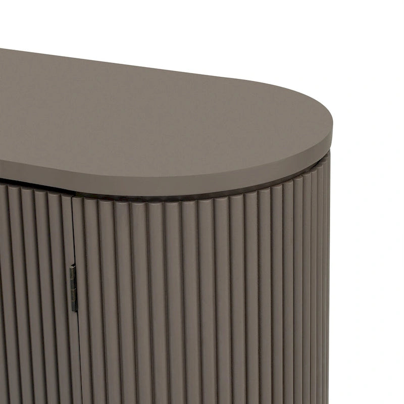 Vertical Striped Door Storage Cabinet with Metal Handles
