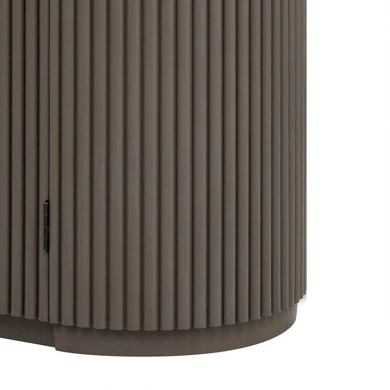 Vertical Striped Door Storage Cabinet with Metal Handles