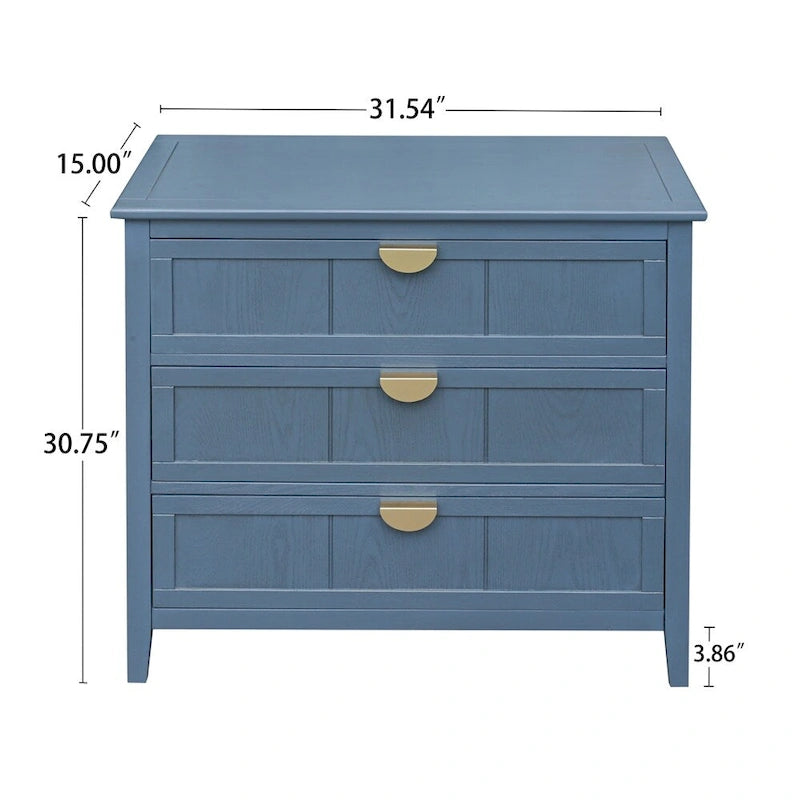 American Style Cabinet with Non-Slip Foot Pads and 3 Drawers