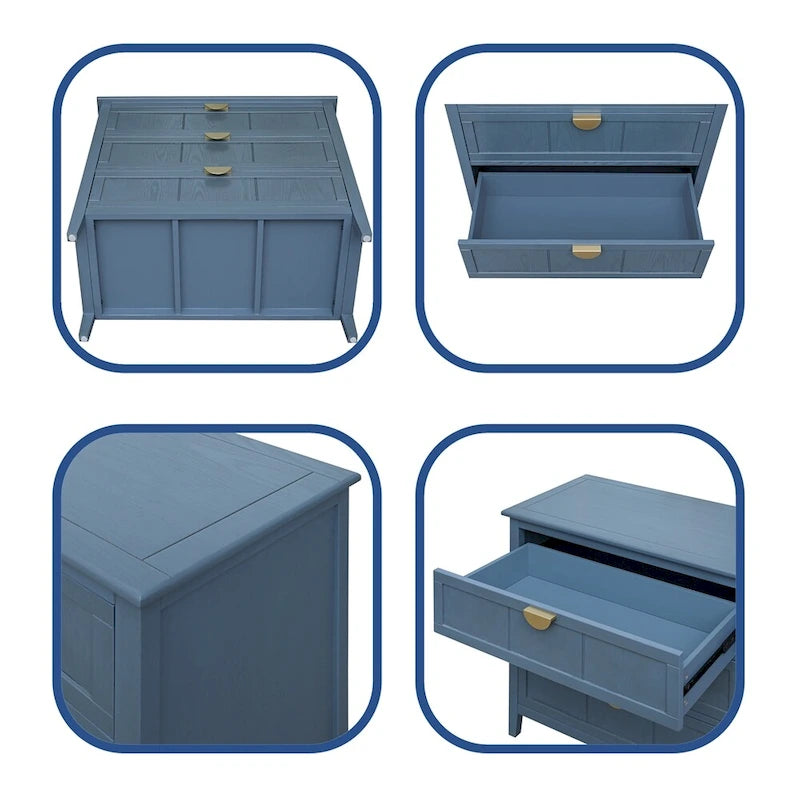 American Style Cabinet with Non-Slip Foot Pads and 3 Drawers
