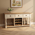 Console de Ferme Range-Bouteilles avec Finition Blanc Craie et Plateau Naturel