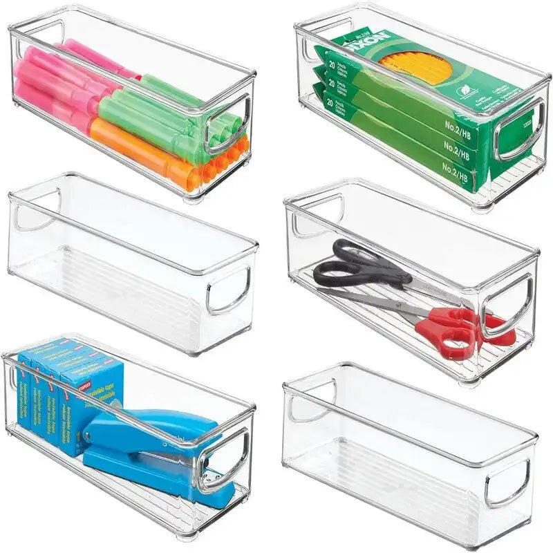 Small Plastic Office Storage Container Bins - 10L x 4W x 3H