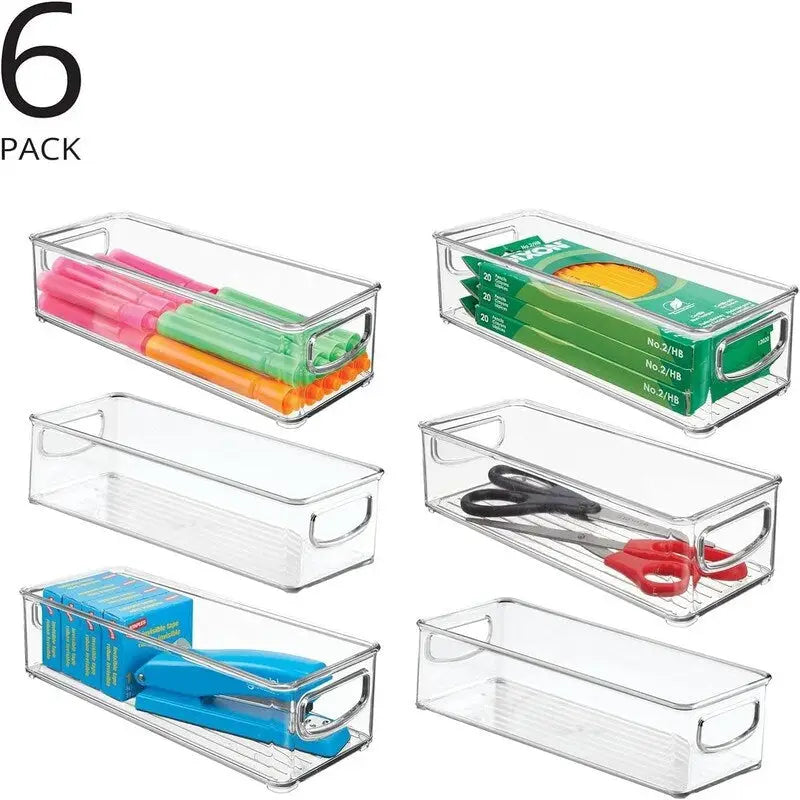 Small Plastic Office Storage Container Bins - 10L x 4W x 3H