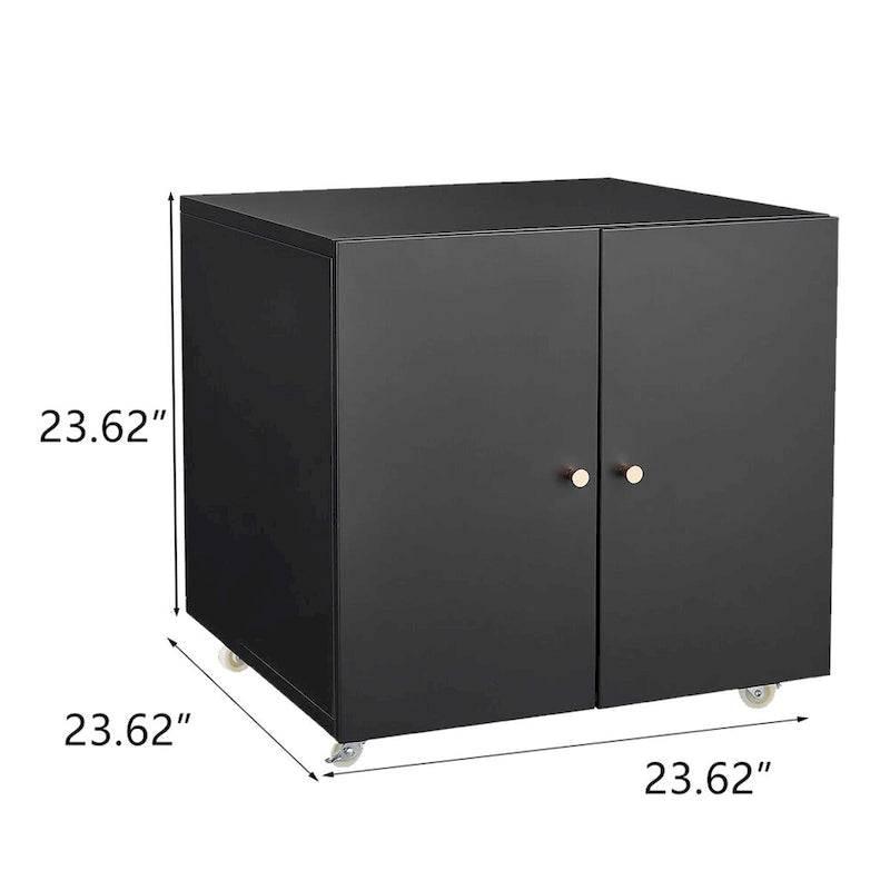Black 2 Door Metal Copier Stand Mobile File Pedestal
