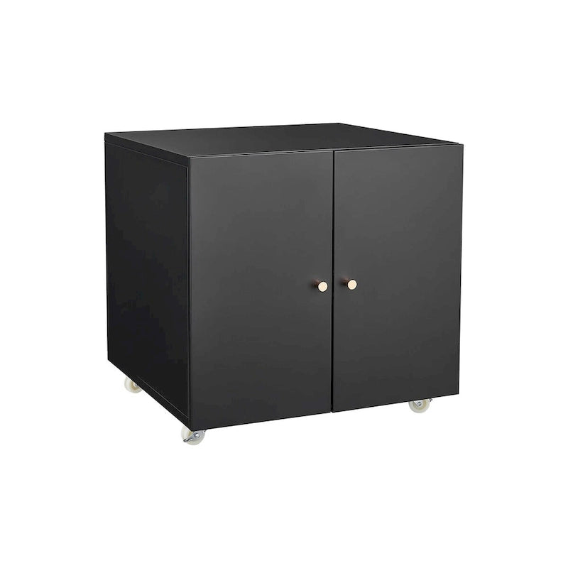 Black 2 Door Metal Copier Stand Mobile File Pedestal