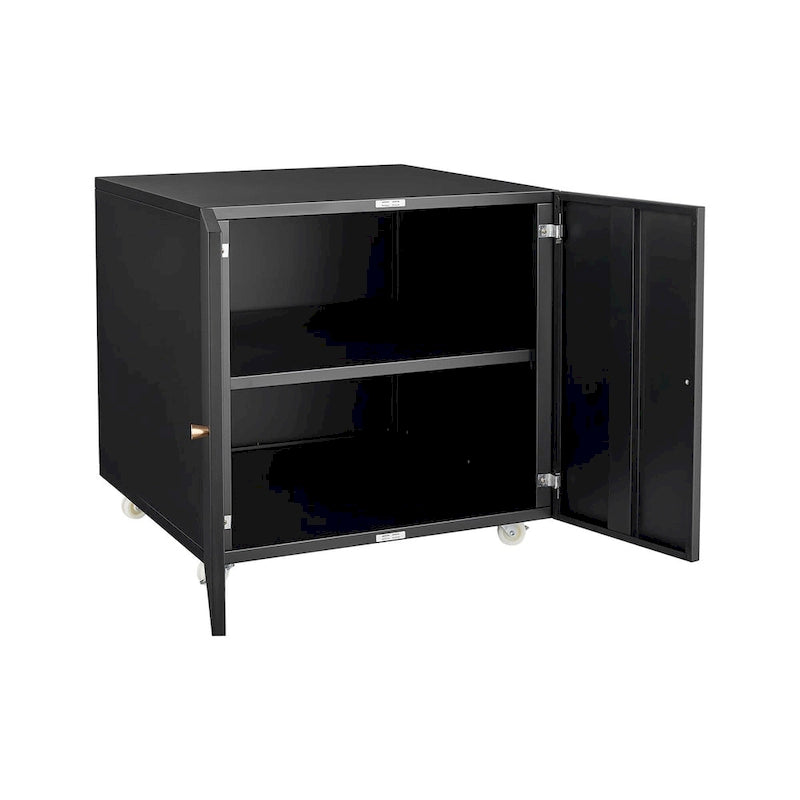 Black 2 Door Metal Copier Stand Mobile File Pedestal