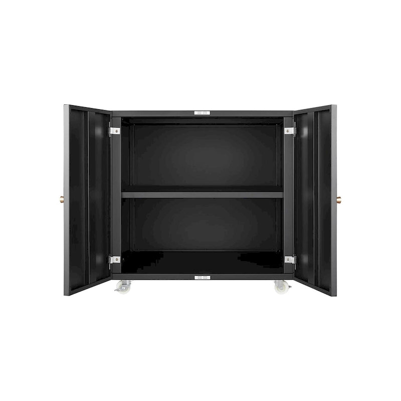 Black 2 Door Metal Copier Stand Mobile File Pedestal