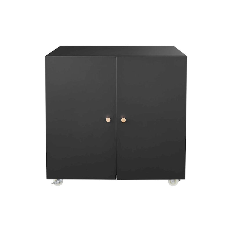 Black 2 Door Metal Copier Stand Mobile File Pedestal