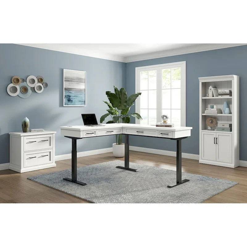 Modern Wood Lower Doors Bookcase with Storage, Fully Assembled, White