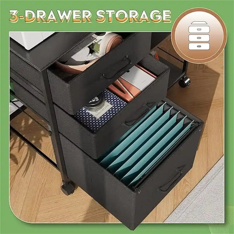3-Drawer Mobile File Cabinet - 15.75"D x 29.53"W x 26.77"H