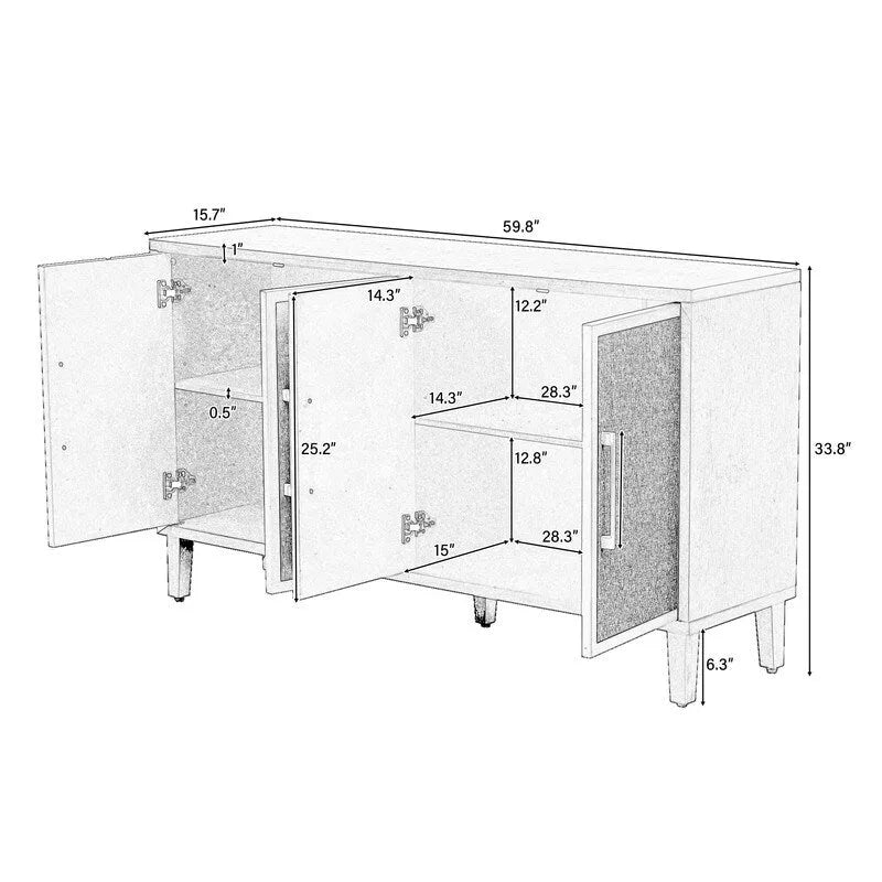 Cabinet with Four Linen Doors – Living Room, Study & Entryway Storage