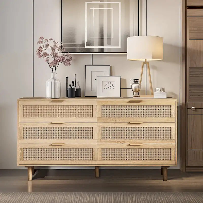 6-Drawers Rattan Storage Cabinet
