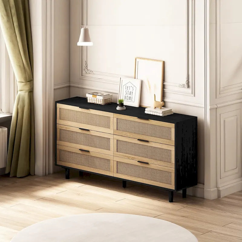 59.066-Drawers Rattan Storage Cabinet