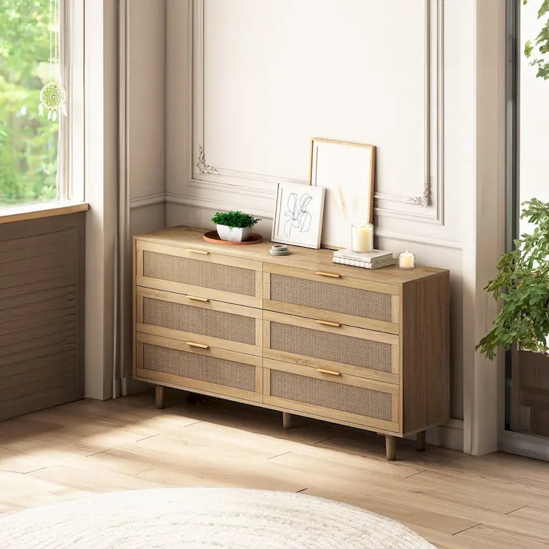 6-Drawers Rattan Storage Cabinet