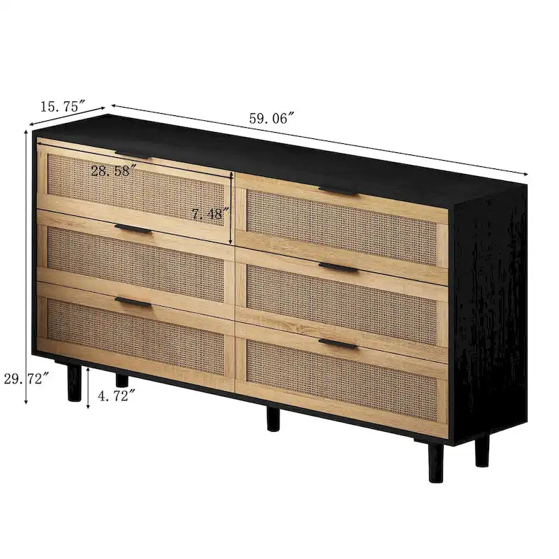 6-Drawers Rattan Storage Cabinet