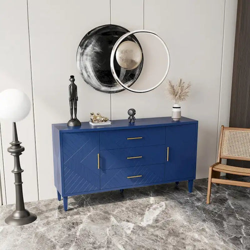 2-Door 3-Drawer Cabinet with Carved Effect