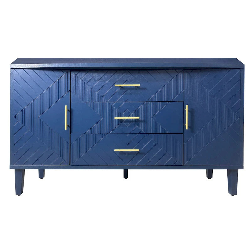 2-Door 3-Drawer Cabinet with Carved Effect