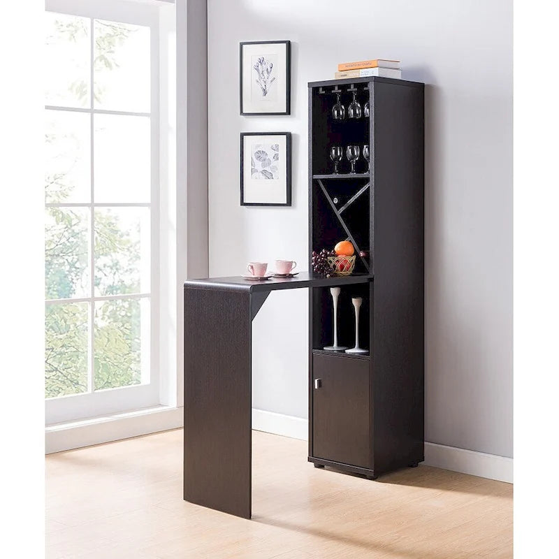Bar Cabinet with Extended Table & Wine Storage, Open Shelving