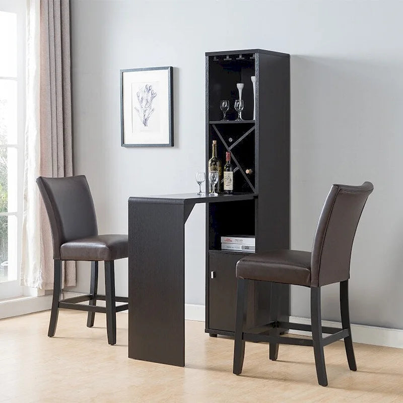 Bar Cabinet with Extended Table & Wine Storage, Open Shelving