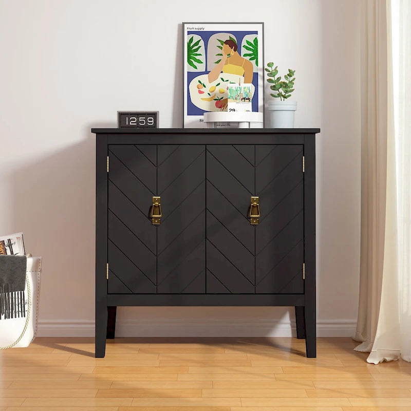 2-Door Wooden Sideboard with Adjustable Shelves