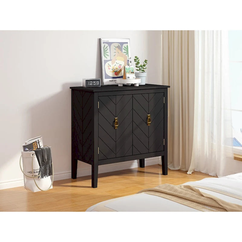 2-Door Wooden Sideboard with Adjustable Shelves