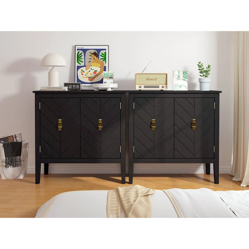 2-Door Wooden Sideboard with Adjustable Shelves