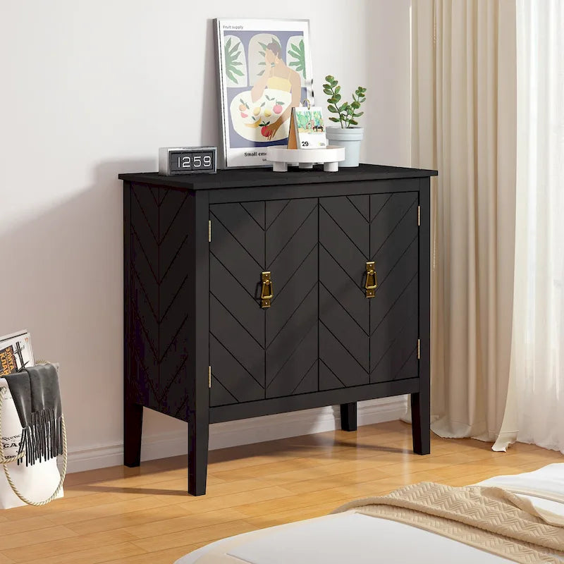 2-Door Wooden Sideboard with Adjustable Shelves