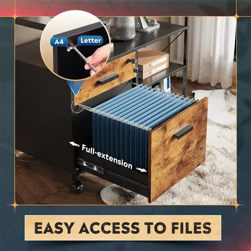 2-Drawer Locking File Cabinet with Charging Station