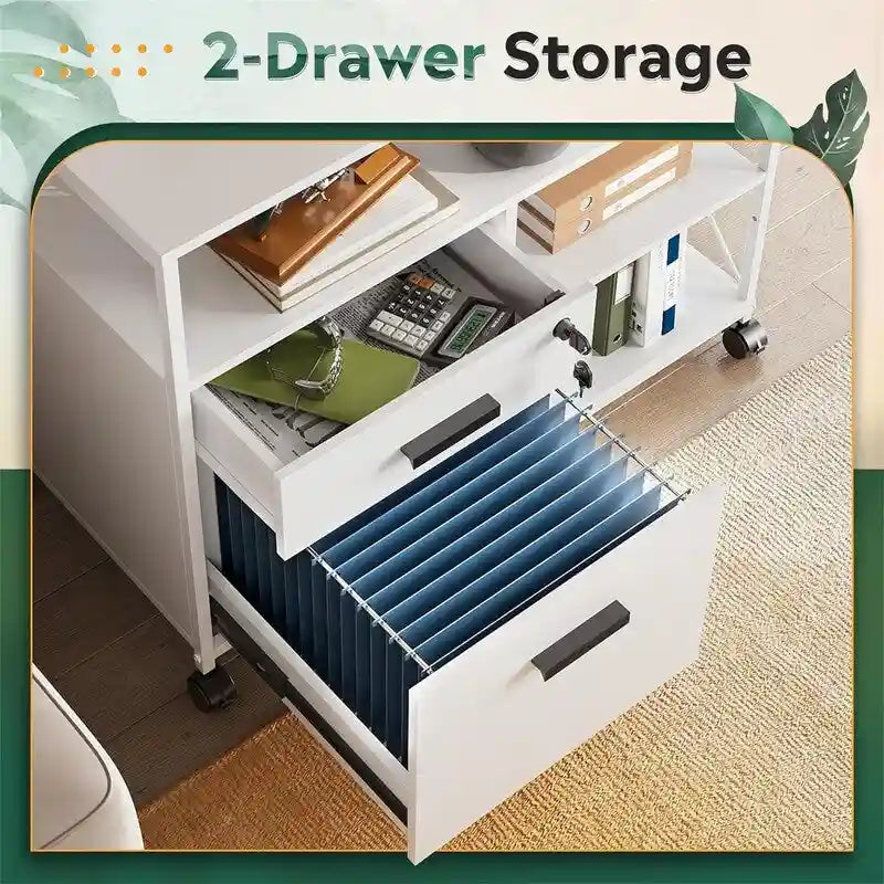 2-Drawer Locking File Cabinet with Charging Station