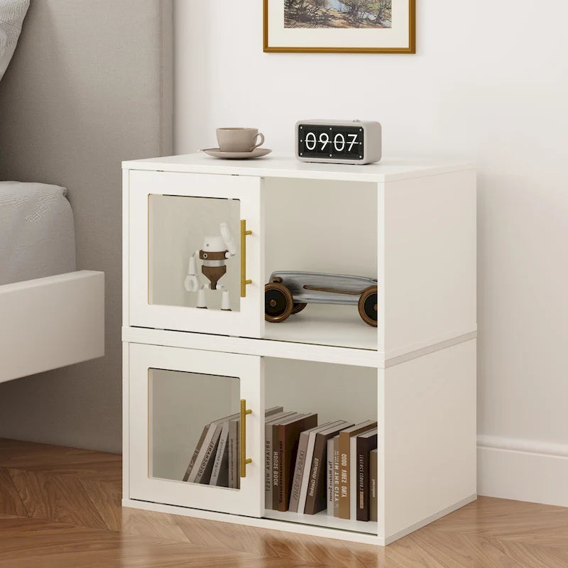 Stackable 24-Cube Storage Organizer with Sliding Door