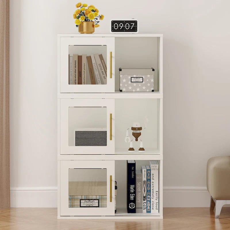 Stackable 24-Cube Storage Organizer with Sliding Door