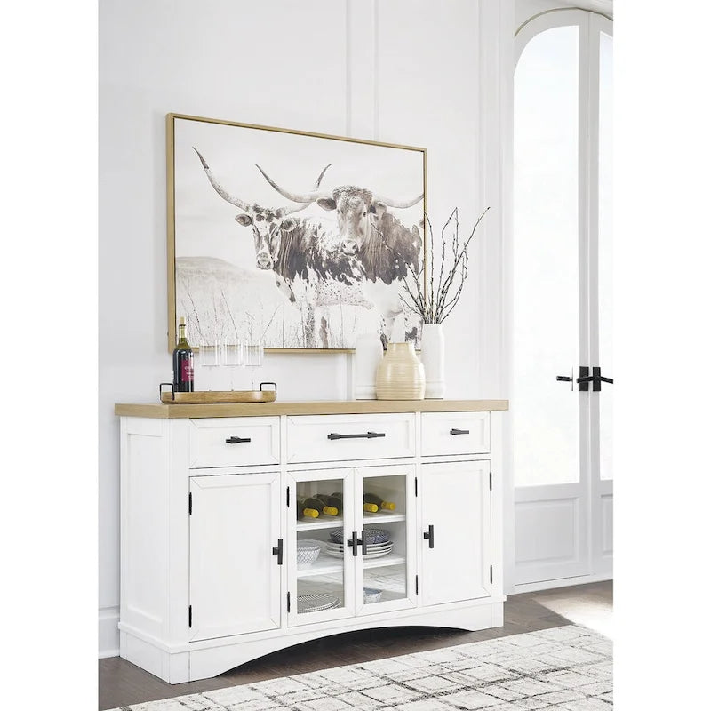 Signature Design by Ashley Ashbryn White/Natural Dining Server - 60 W x 19 D x 37 H