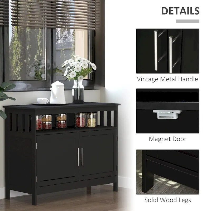 Wood Buffet Cabinet with Shelf and Magnet Door