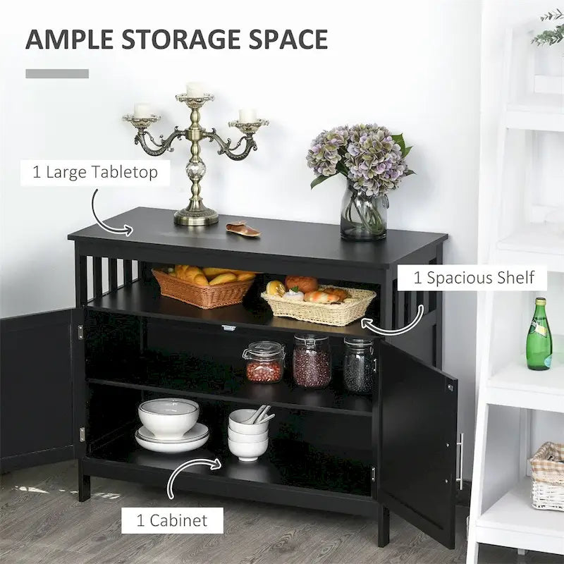 Wood Buffet Cabinet with Shelf and Magnet Door