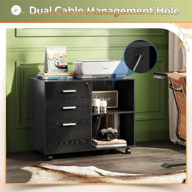 3-Drawer Wood File Cabinet - 15.7D x 31.3W x 24.7H