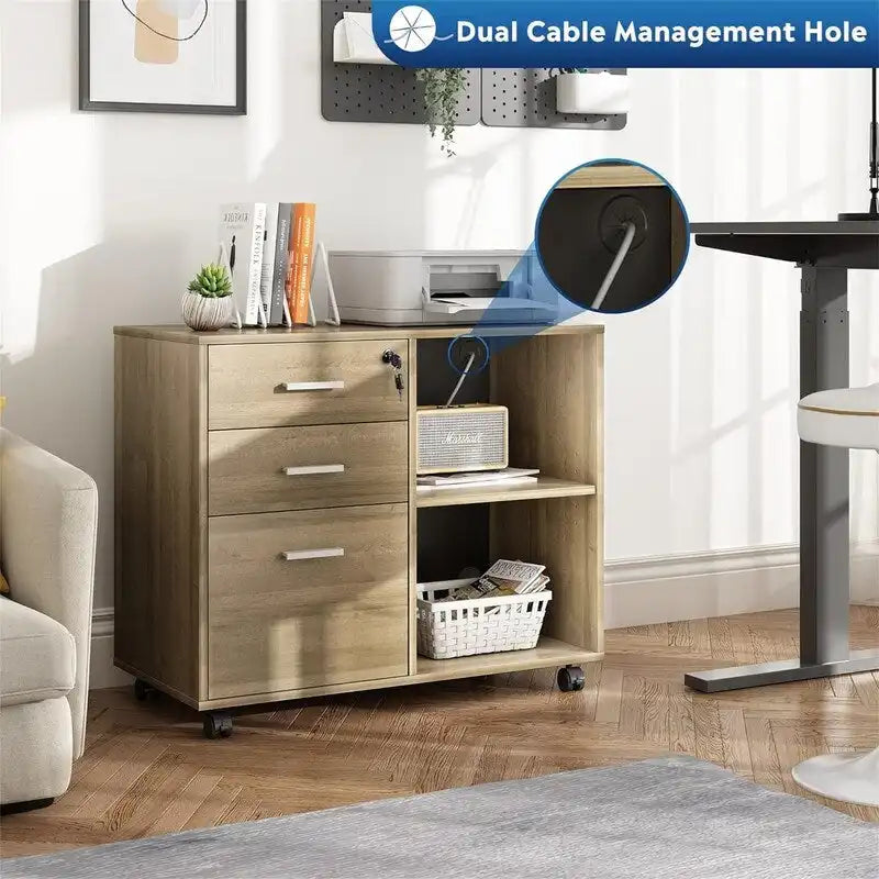 3-Drawer Wood File Cabinet - 15.7D x 31.3W x 24.7H