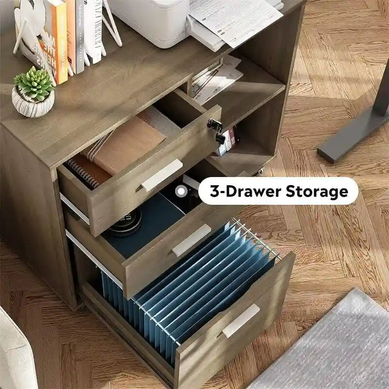 3-Drawer Wood File Cabinet - 15.7D x 31.3W x 24.7H