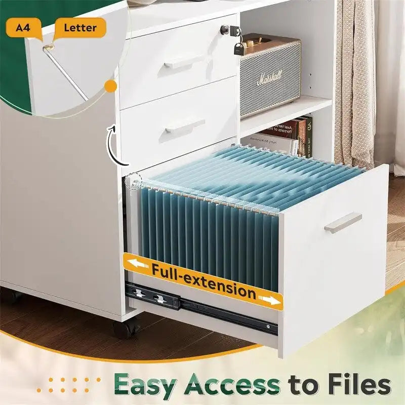 3-Drawer Wood File Cabinet - 15.7D x 31.3W x 24.7H